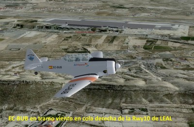Vista de aeronave EC-BUB en vuelo de prueba - Tramo viento en cola derecha dela Rwy-10 de  LEAL