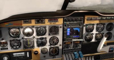 ALABEO PA23 AZTEC F 250 P3D FSX - Vista Cabina 3D de día