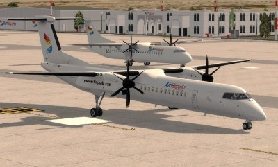 El MJC8 Q400 en LEGR. Al fondo el modelo ATR